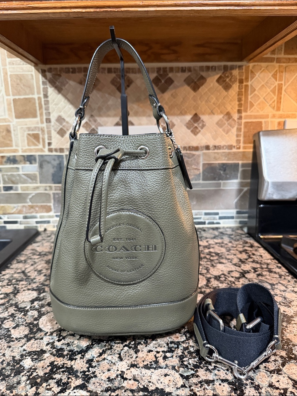 Coach Dempsey C4100 Green 2-Way Shoulder Bag, Bucket Style